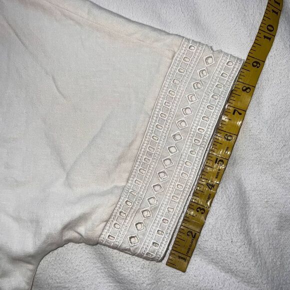 Elie Tahari White Lace Trim Short Sleeved/Collar Linen Lined Shirt Dress NWT-M - Picture 13 of 13